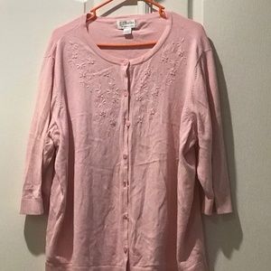 pink embellished cardigan sweater